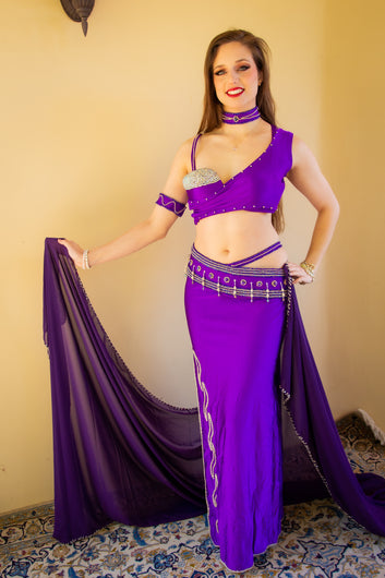 Versace of Cairo: Fuchsia and Silver Crossover Bra and Skirt