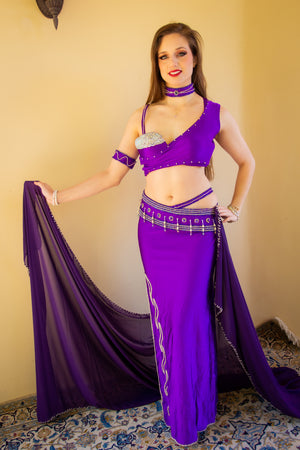 Versace of Cairo: Fuchsia and Silver Crossover Bra and Skirt