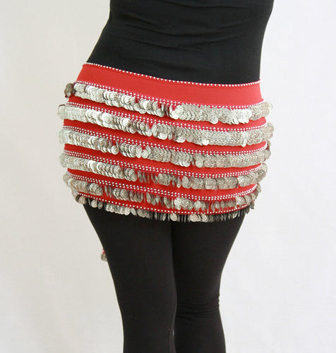 Simple Egyptian Hip Sash in Black- Gold or Silver Coins